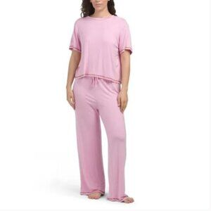 NWT HONEYDEW All American 2-piece Pink Pajama Set Short Sleeve Pull On Pants
